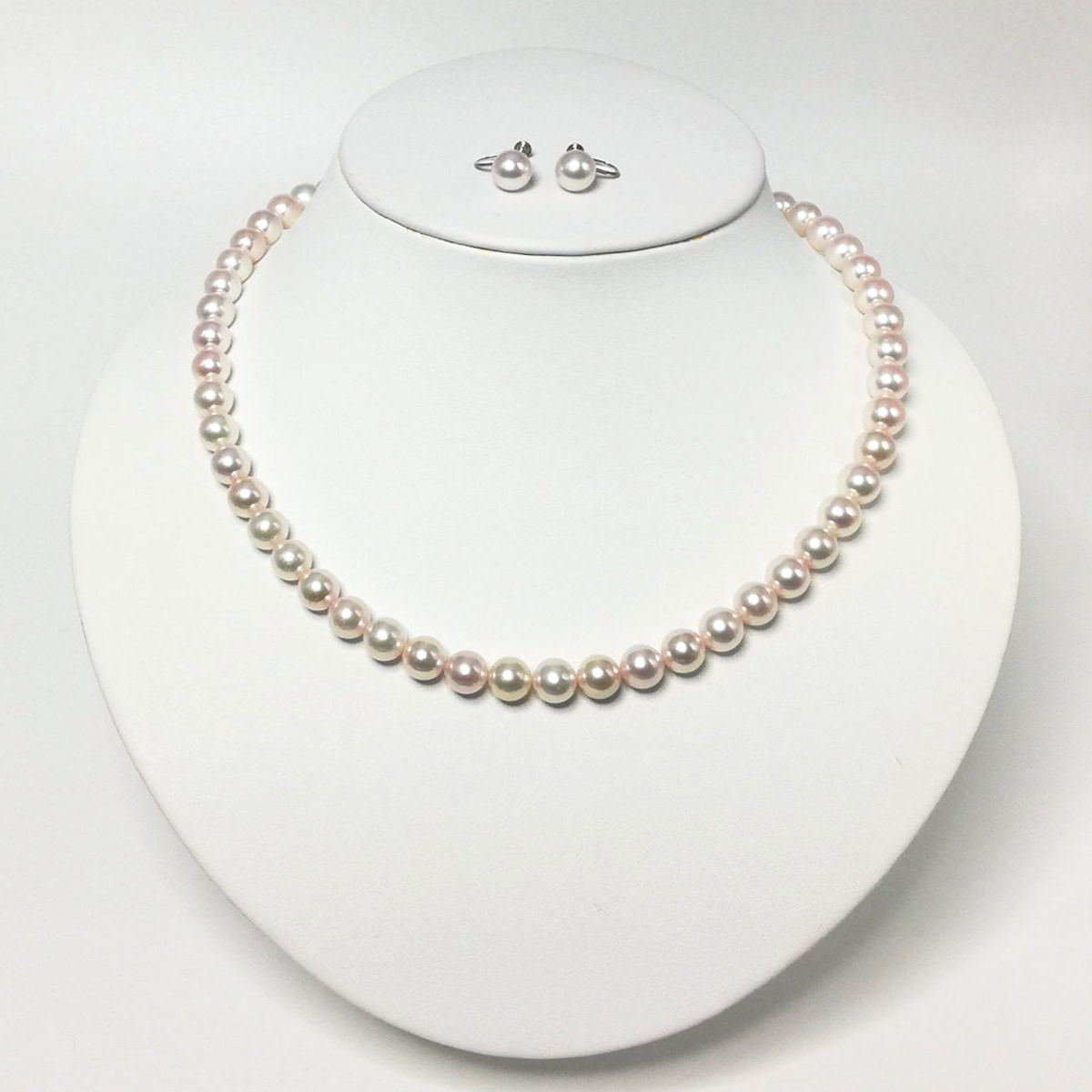 伊勢志摩産アコヤ本真珠 ネックレス イヤリング 7.5~8.0mm セット 〔ネックレス、イヤリングまたはピアス、専用ケース、保証書〕 イヤリング