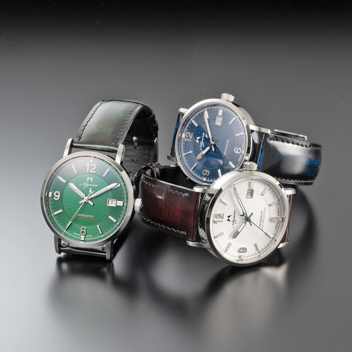 ORTHODOXY 2nd カーフベルト×ステンレスメッシュベルト セット 〔ベルト幅20mm〕 ブルー