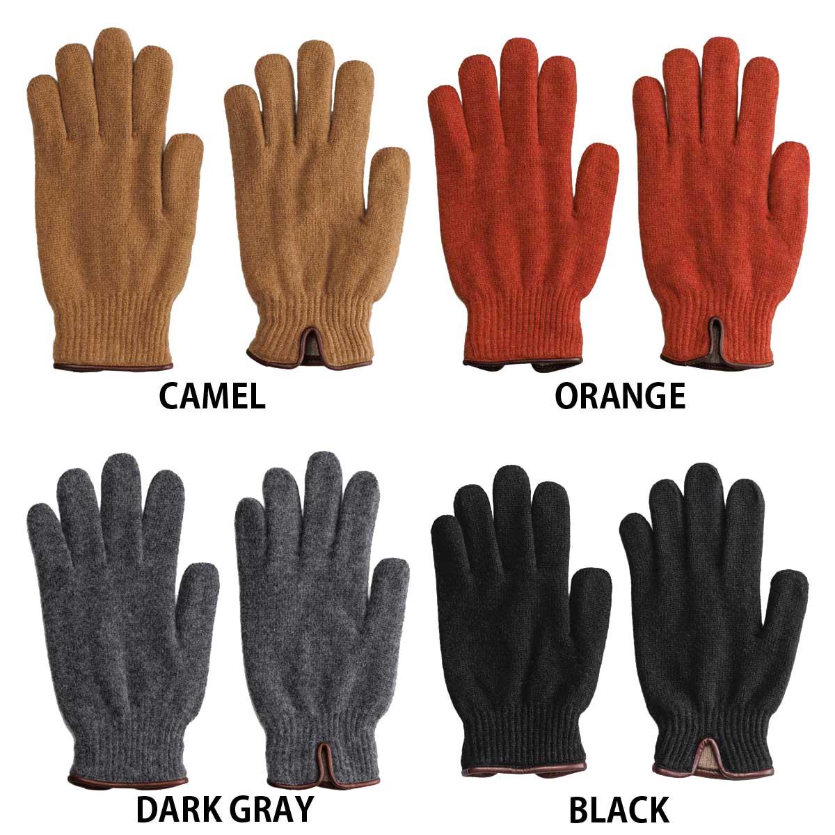 KURODA 女性用 ニット手袋 ラムレザー パイピング〔手囲いサイズ:21~22cm〕 BLACK