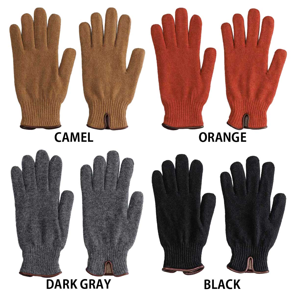 KURODA 男性用 ニット手袋 ラムレザー パイピング〔手囲いサイズ:23~24cm〕 BLACK