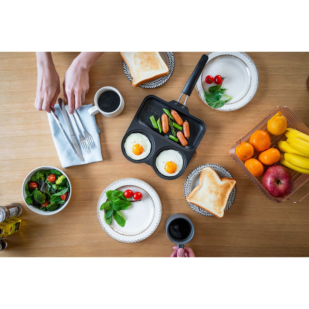 まるまるしかくパン(IH・ガス火両対応) 〔サイズ:約21.0×38.0×高さ6.8cm、重量:約0.9kg〕【沖縄県・離島 配送不可】