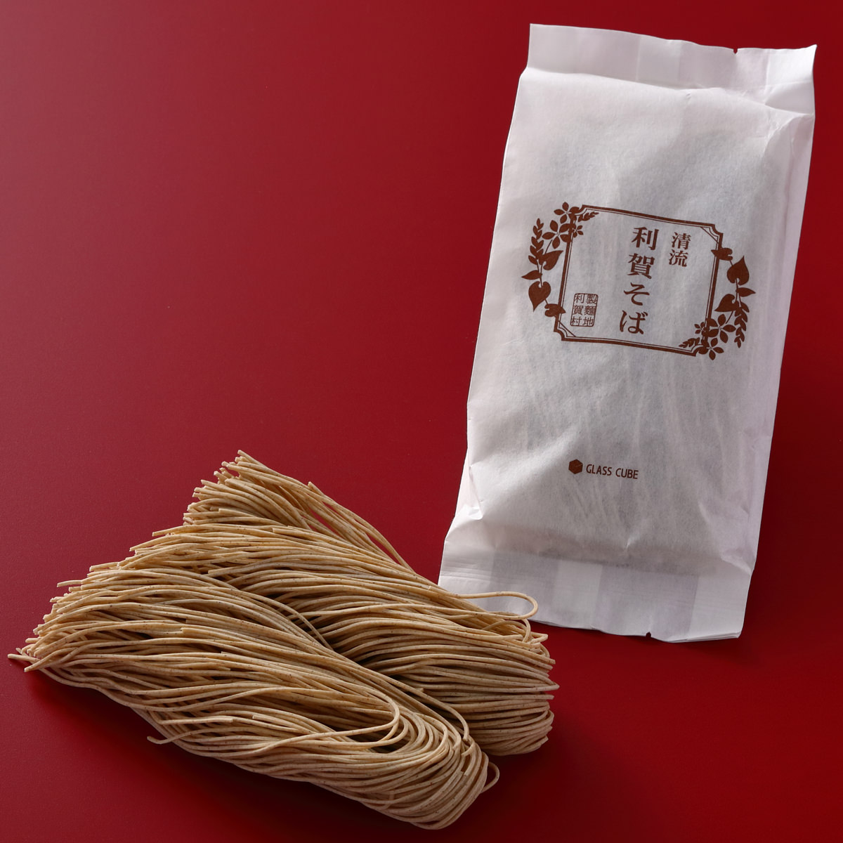 国産蕎麦粉 小麦粉使用 清流利賀そば 簡易段ボール箱セット 〔180g×4〕