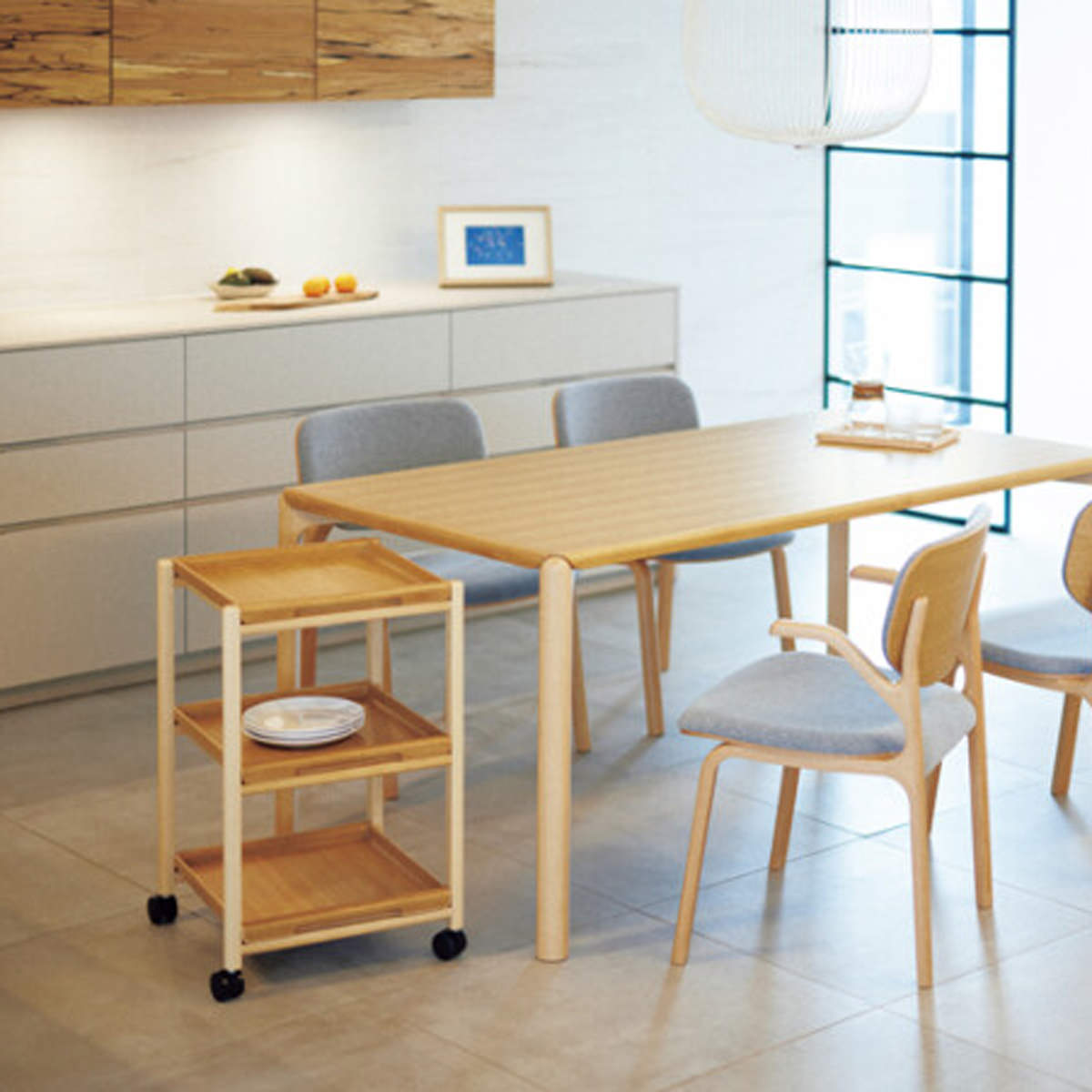 受注生産 天童木工 ワゴンRall． 〔幅42×奥行42×高さ65.5cm〕