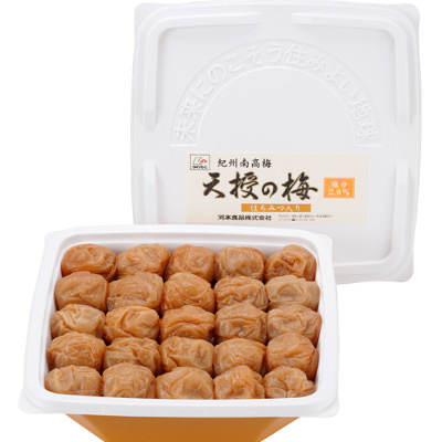 天授の梅はちみつ　河本食品株式会社　和歌山県　塩分が気になる方も安心。「塩分2.8％」のまろやかでヘルシーな梅干し