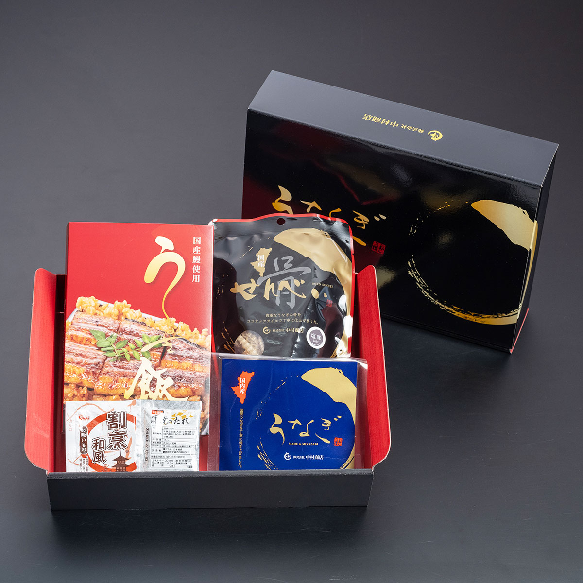 宮崎産 鹿児島産 厳選うなぎ飯セット 〔うなぎ飯×1食分、焼き肝・骨せんべい各30g、お吸い物〕