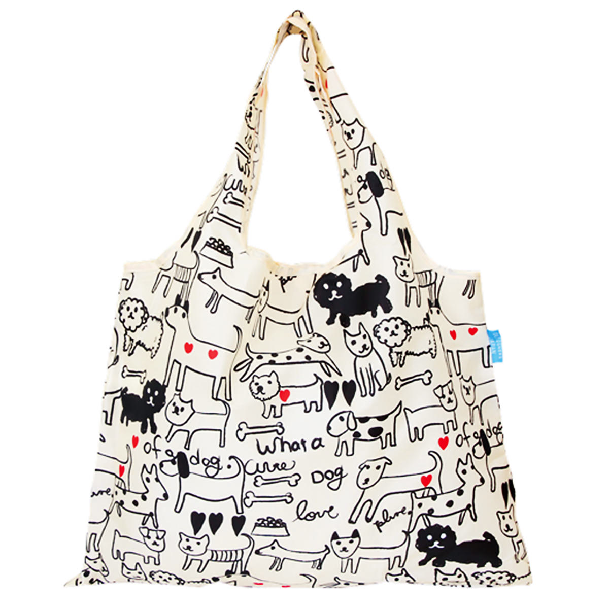 ショッピングバッグ モノトーンドッグ 〔W53×H40cm、持ち手20cm〕