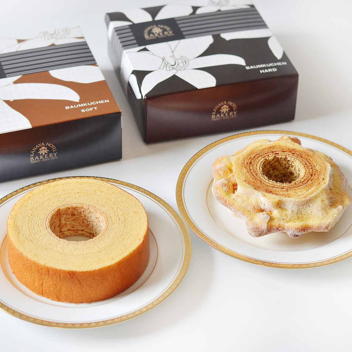 金谷ホテル 金谷バウムセット 〔金谷ふんわりバウム・金谷ハードバウム×各1 直径約13cm〕