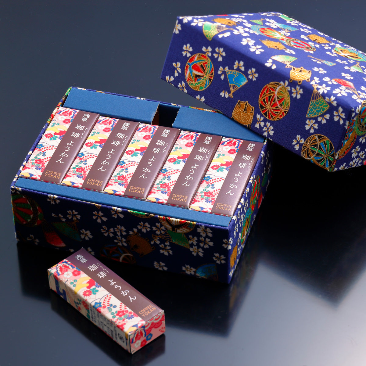珈琲ようかん ギフト 紺文庫箱 〔50g×10〕