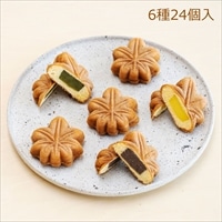もみじ饅頭 6種24個入 詰合せ 1箱 〔こしあん・つぶあん・抹茶・クリーム・チョコ・もも×各4〕