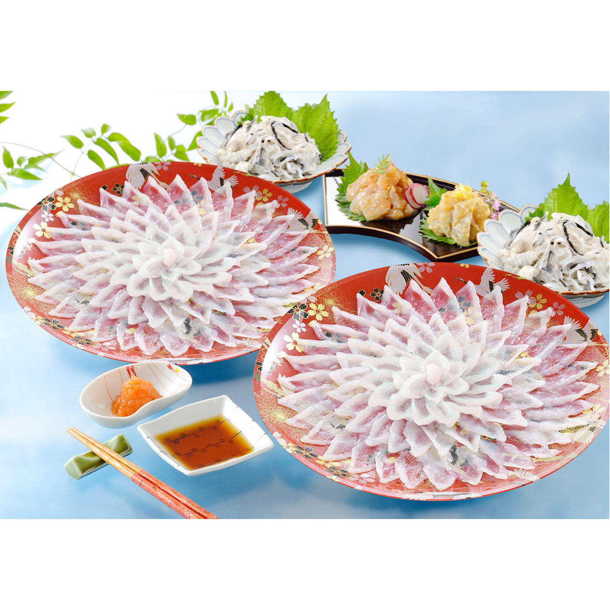 とらふく刺身・とらふく塩辛 セット 約8人前 〔とらふぐ刺身、とらふぐ皮、とらふぐ塩辛2種、薬味〕