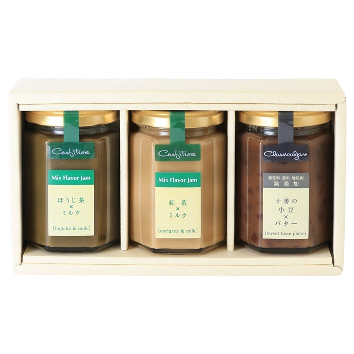 果実商千総 コンフィチュール 〔ほうじ茶×ミルク150g、紅茶×ミルク150g、十勝の小豆×バター150g〕【北海道・沖縄県・離島 配送不可】