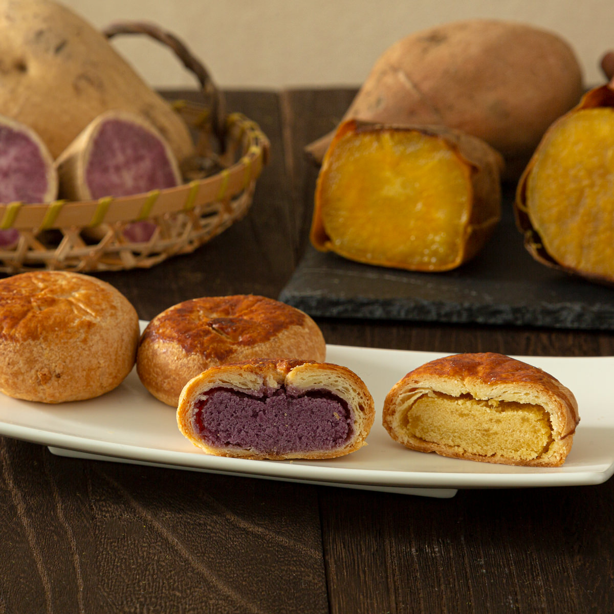 安納芋・紫芋パイ 詰め合わせ 〔安納芋巴維・紫芋巴維 各36g×5〕