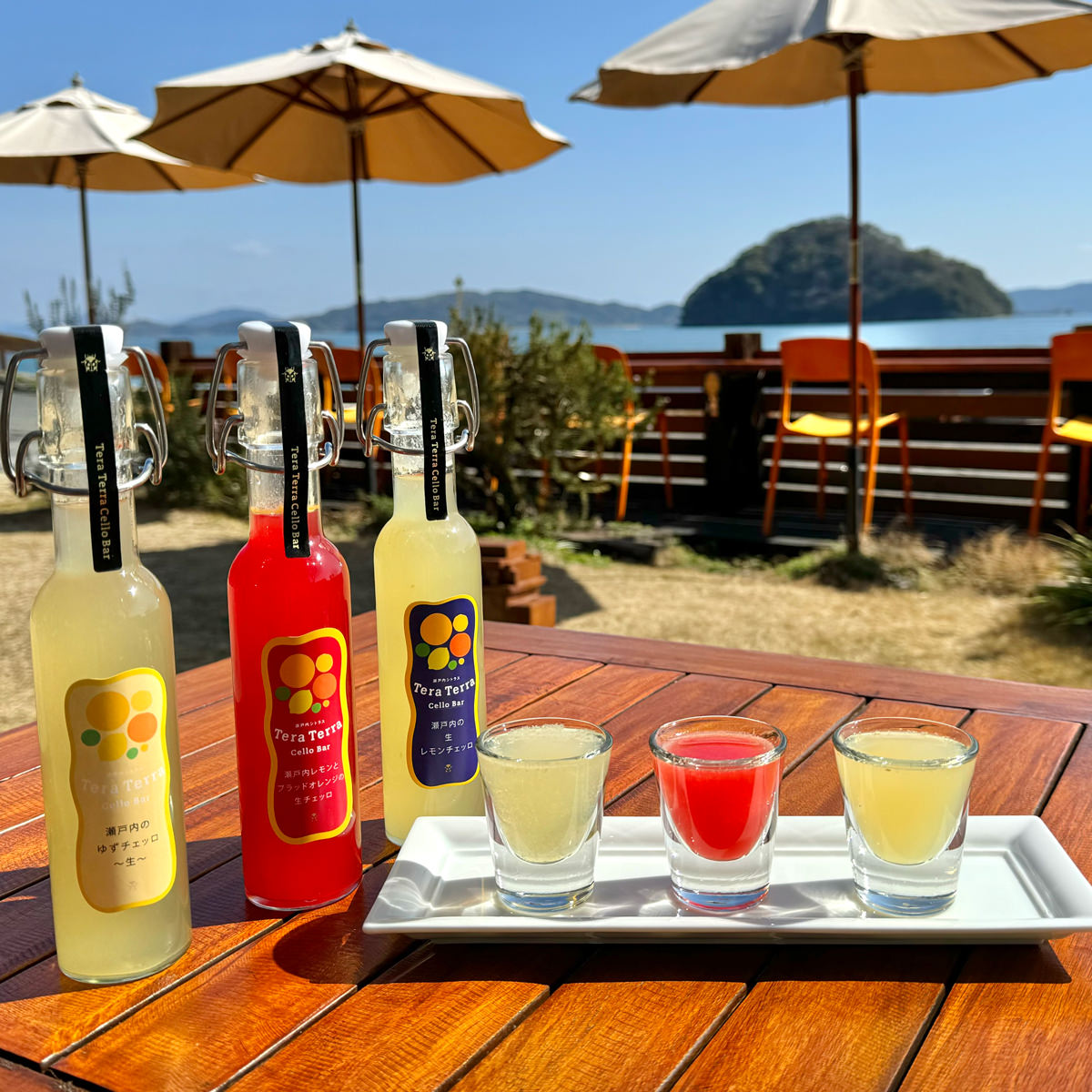 瀬戸内の生レモンチェッロ・瀬戸内レモンとブラッドオレンジの生チェッロ・瀬戸内のゆずチェッロ生 〔各160ml〕
