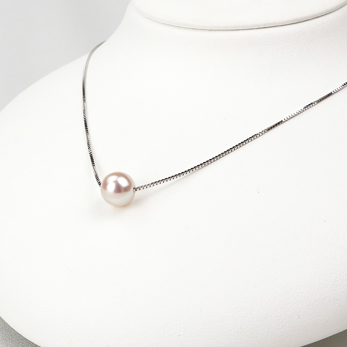 アコヤ真珠 1粒 8.0mmUP スルー ネックレス 〔チェーン：40cm＋5cmアジャスター〕