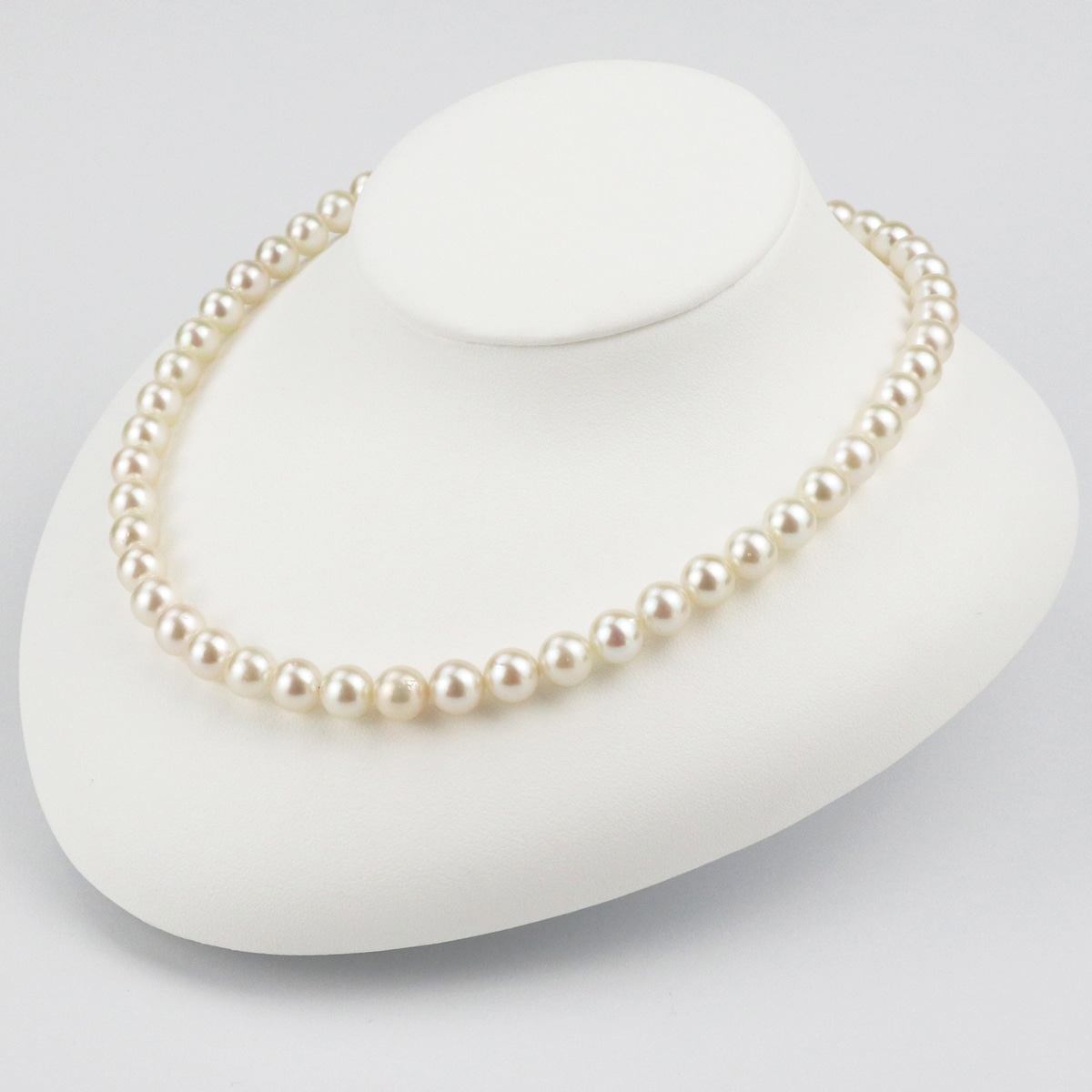 アコヤ真珠 7.5-8.0mm フォーマルパールネックレス ケース付 〔レングス：39～43cm(クラスプ含む)〕