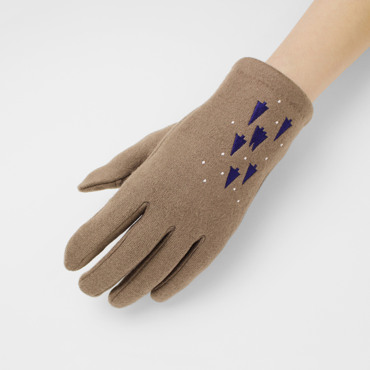 KURODA クロダ 女性用 雪とツリー刺繍 ジャージグローブ 〔手囲いサイズ：21～22cm〕