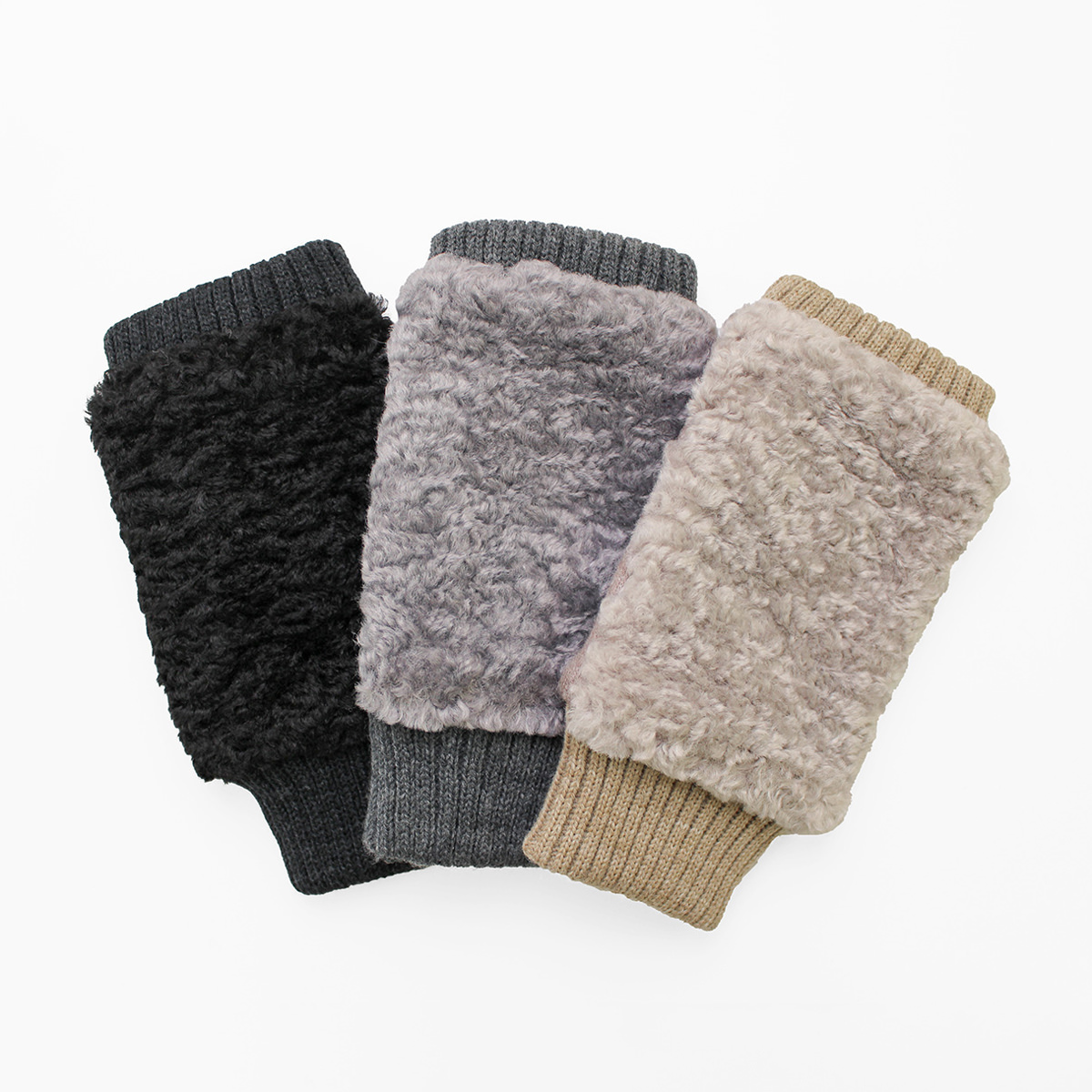 KURODA クロダ 女性用 プードルボア フィンガーレスグローブ 〔手囲いサイズ：21cm〕