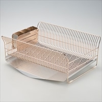 水切りラック 縦置きタイプ ローズゴールド 〔外寸：約33.7×43.4×高さ17.0cm(トレイ含む)、重量：約2.34kg〕【沖縄県・離島 配送不可】