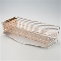 水切りラック 縦置きロングタイプ ローズゴールド 〔外寸：約24.5×57.0×16.0cm(トレイ含む)、重量：約2.41kg〕【沖縄県・離島 配送不可】