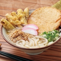 東筑軒 折尾名物 かしわうどん 丸天 ごぼう天入 冷凍 〔冷凍ゆで麺、かしわ肉、だし、丸天、ごぼう天(14g×5) 各5〕
