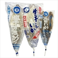 佐渡 天日塩使用 イカづくし 3種 詰め合わせ 〔塩干するめ約250g、生干しいか約250g、丸干いか約120g〕【北海道・九州地方・沖縄県・離島 配送不可】