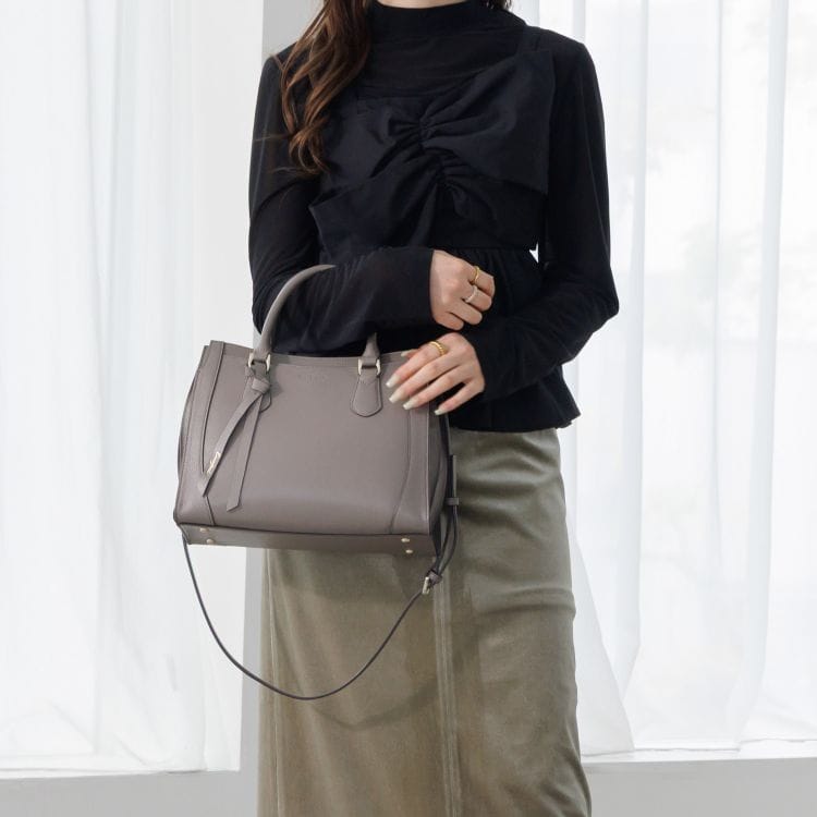 Jewelna Rose クロフォード 本革 ハンドバッグ ミドルサイズ 送料無料 11922 12:ダークグレージュ