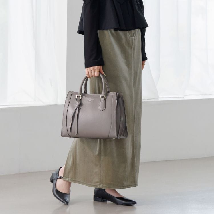 Jewelna Rose クロフォード 本革 ハンドバッグ ミドルサイズ 送料無料 11922 12:ダークグレージュ