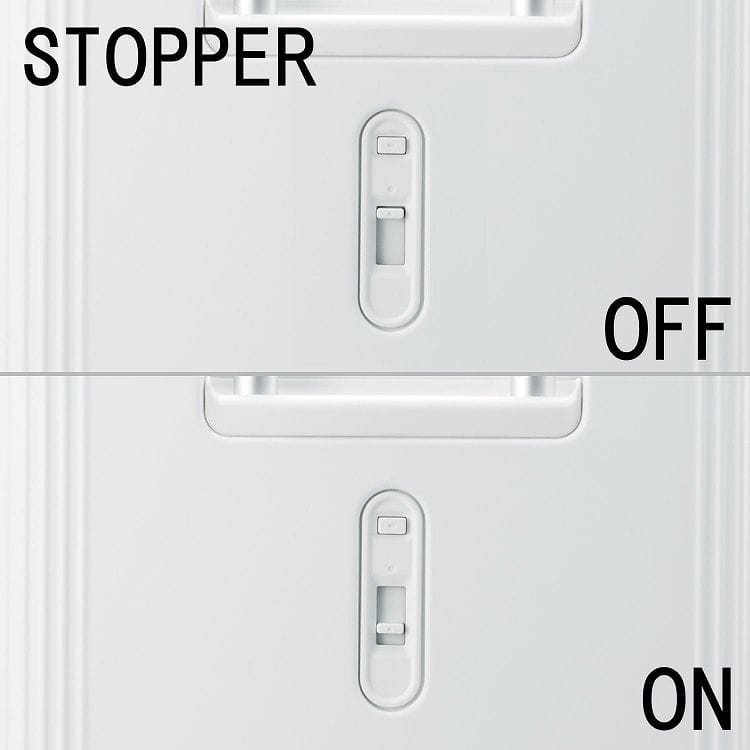 不意な走行を防ぐキャスターストッパー付き