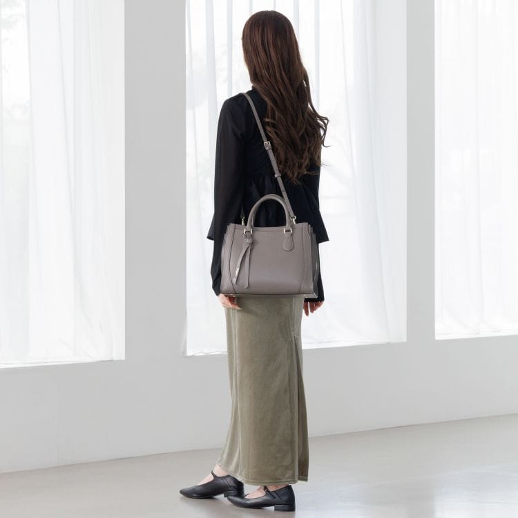 Jewelna Rose クロフォード 本革 ハンドバッグ ミドルサイズ 送料無料 11922 12:ダークグレージュ