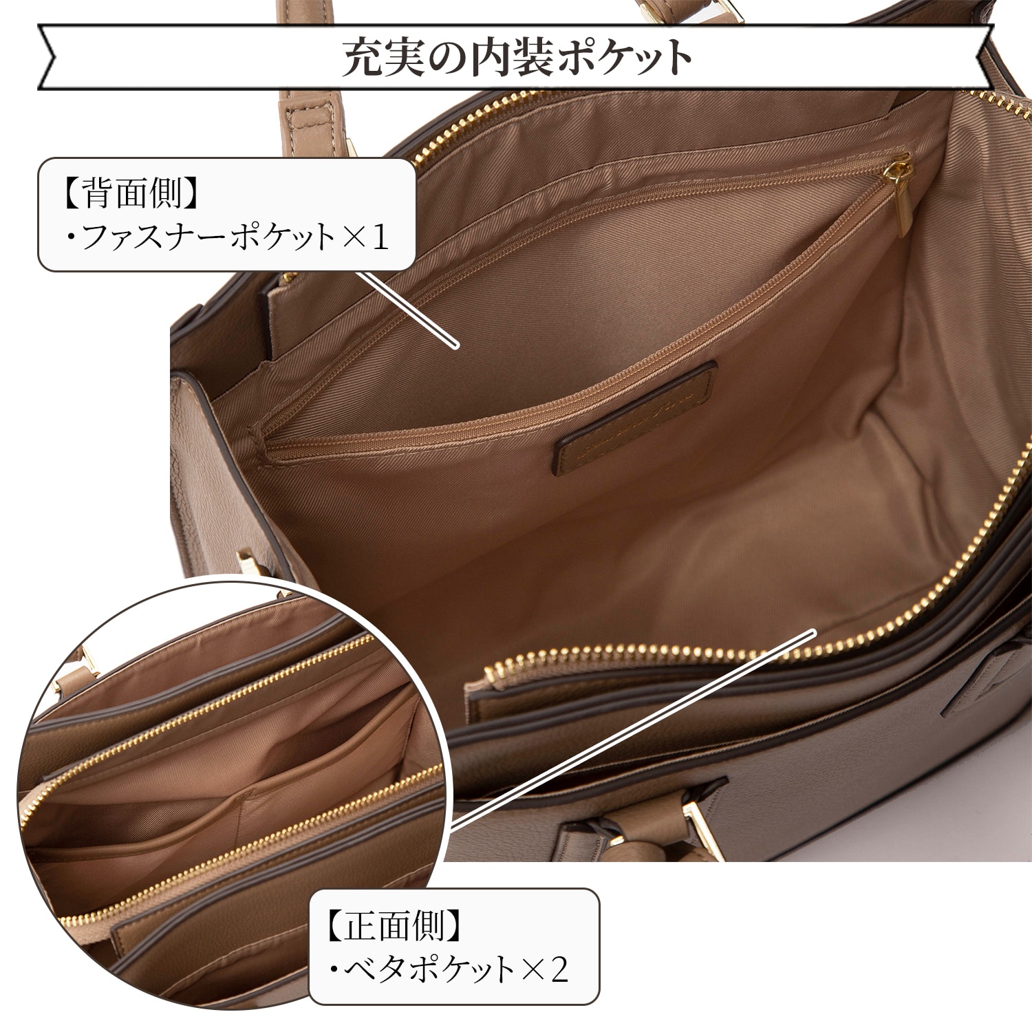 Jewelna Rose アリゼ トートバッグ ミドルサイズ レディースバッグ 11928 05:グレージュN ミドルサイズ