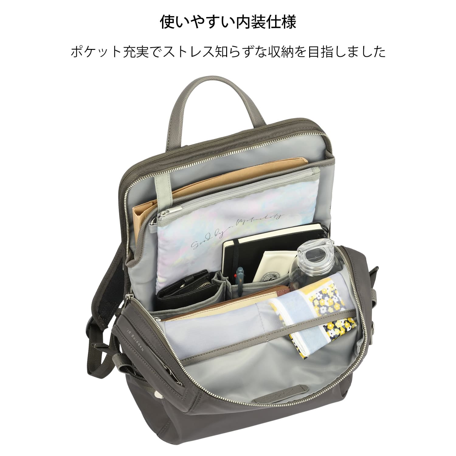 W&.Day/Night リッカノーツ スクエアリュック A4サイズ 14.0インチPC収納 19162 09:ダークグレー A4/14.0インチPC収納