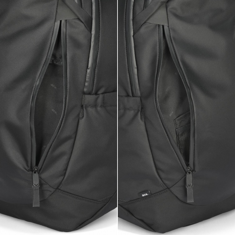 片手で開け閉めがしやすい、縦ファスナーポケットを搭載