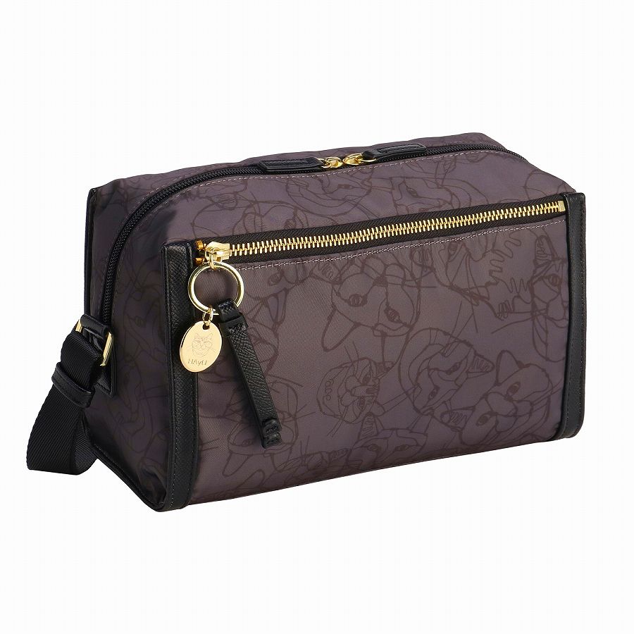 ace./エース HAyU ユッカ ショルダーバッグ 17832 08:チャコール(ネコヘッド柄) ショルダー 横型