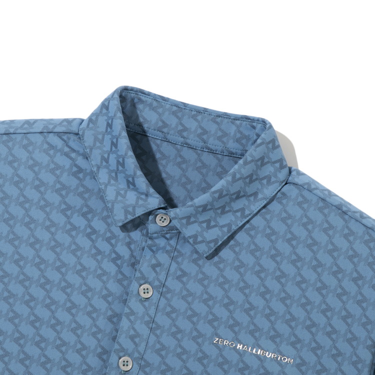 【ゼロハリバートン】ZHG-M5S6 | ZH Monogram Jacquard Shirt ゴルフウェア メンズ ジャガードシャツ 82951 ホワイト M