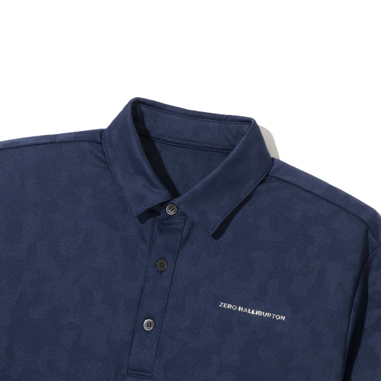 【ゼロハリバートン】ZHG-M5S8a | Elegant Camo Jacquard Polo ゴルフウェア メンズ カモジャガードシャツ 82956 ネイビー M