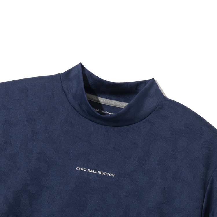 【ゼロハリバートン】ZHG-M5S8b | Elegant Camo Jacquard Mock Neck Shirt ゴルフウェア メンズ カモジャガードモックネックシャツ 82957 ネイビー M