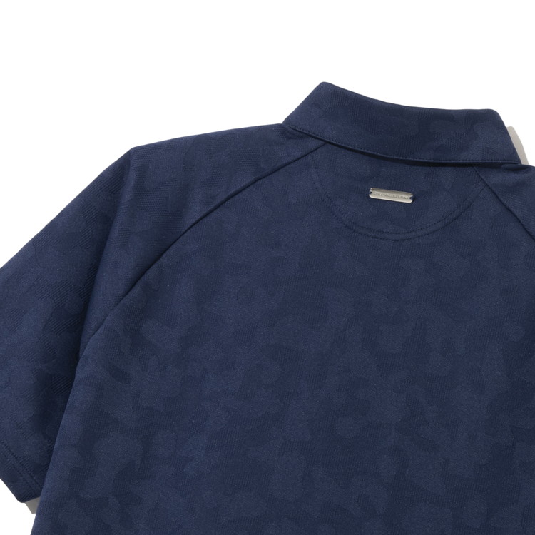 【ゼロハリバートン】ZHG-M5S8a | Elegant Camo Jacquard Polo ゴルフウェア メンズ カモジャガードシャツ 82956 ネイビー M