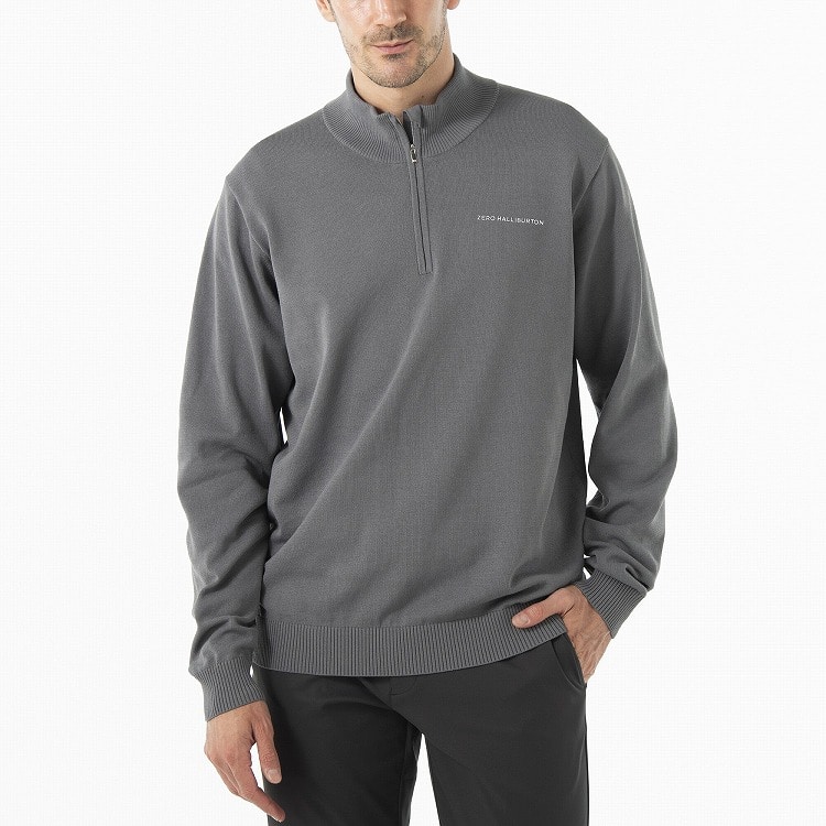 【ゼロハリバートン】 ZHG-M5A4a | Half-Zip Knit ゴルフウェア ハーフジップニット 秋冬 メンズ 85113 Grey M
