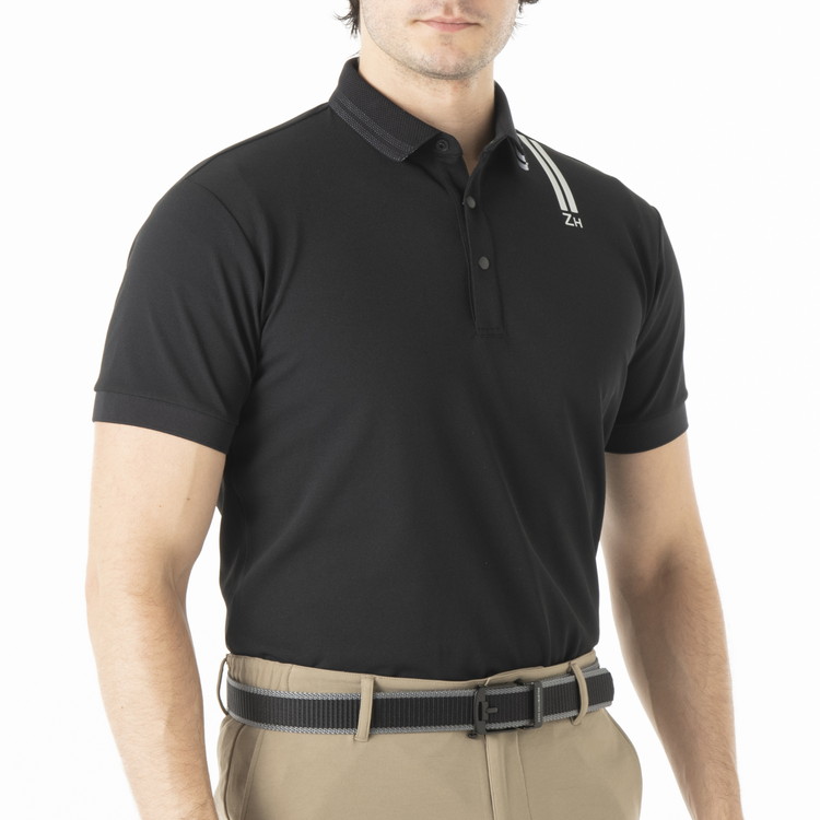 【ゼロハリバートン】ZHG-M5S4b | Double-Rib Golf Piqu Polo ゴルフウェア メンズ ポロシャツ ダブルリブ 82948 ホワイト L