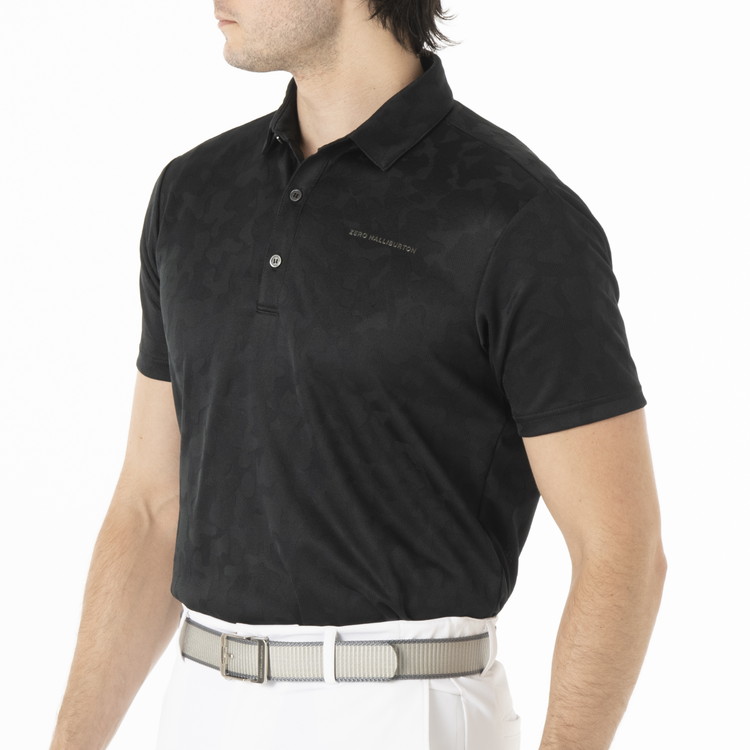 【ゼロハリバートン】ZHG-M5S8a | Elegant Camo Jacquard Polo ゴルフウェア メンズ カモジャガードシャツ 82956 ネイビー M