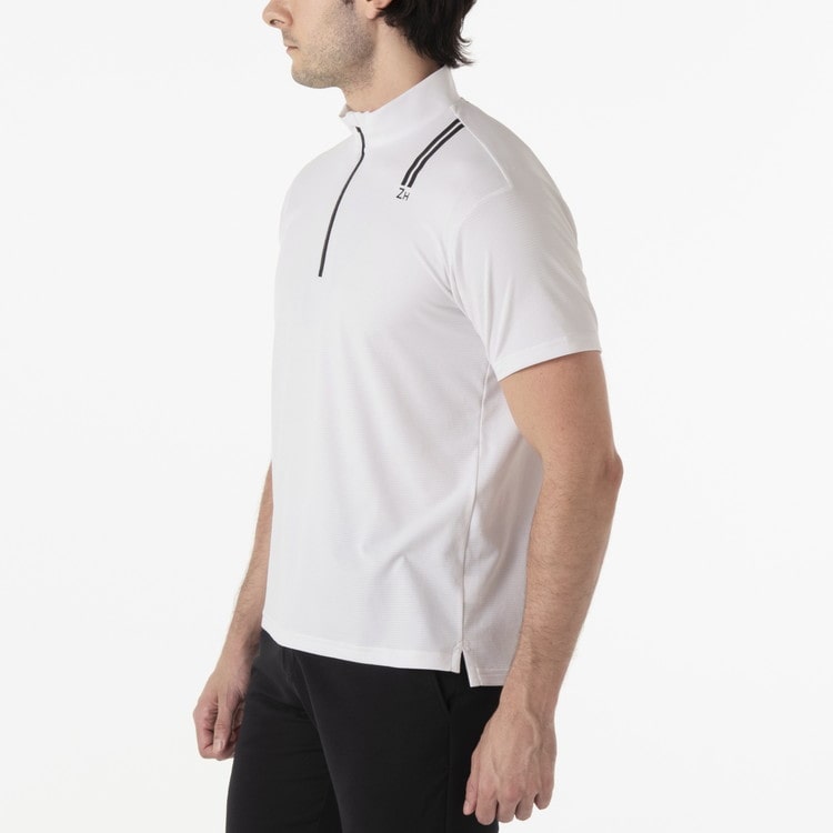 【ゼロハリバートン】ZHG-M5S7d | DELTA? SLX & CARAT Double-Rib Performance Mock ゴルフウェア メンズ モックネックシャツ ダブルリブ 82955 ホワイト M