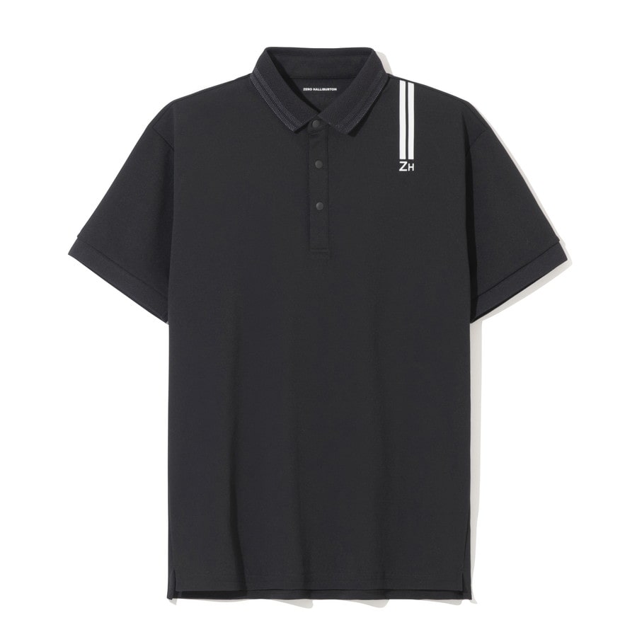 【ゼロハリバートン】ZHG-M5S4b | Double-Rib Golf Piqu Polo ゴルフウェア メンズ ポロシャツ ダブルリブ 82948 ブラック M