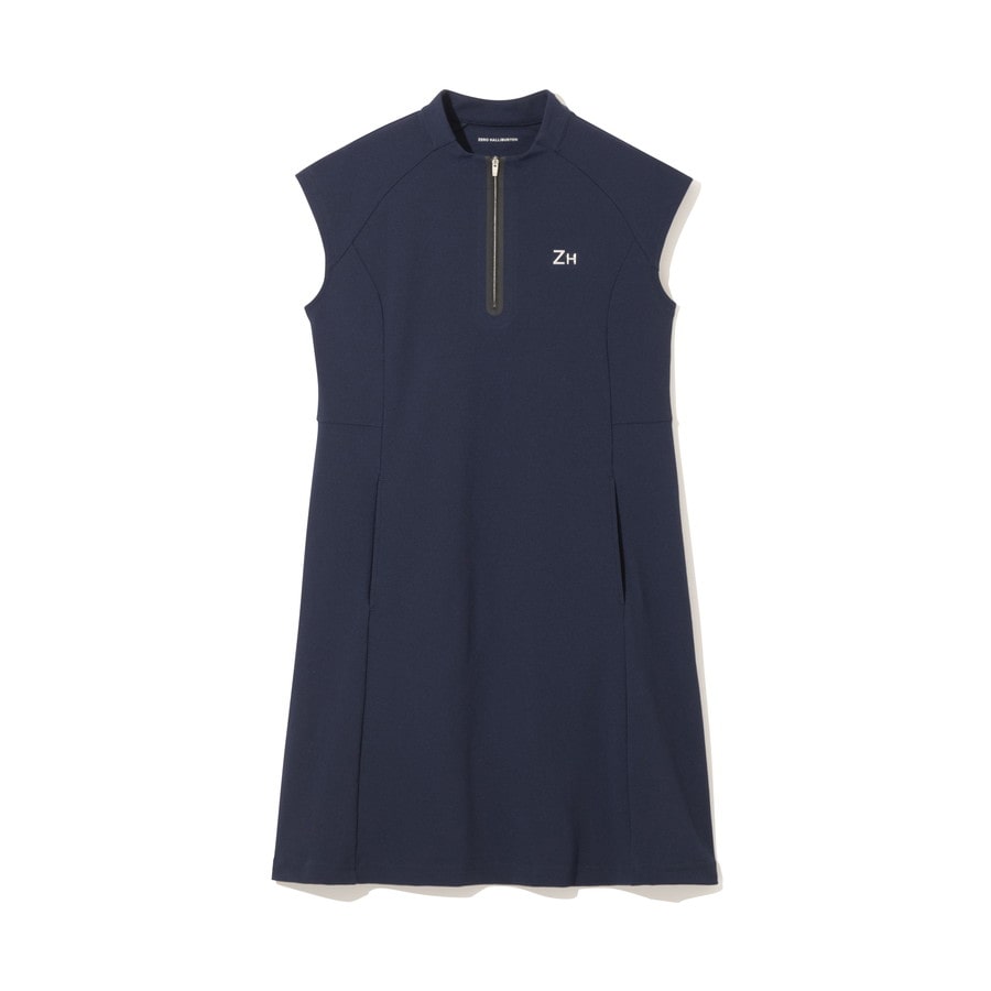 【ゼロハリバートン】ZHG-W5S4b | French Sleeve Mock Neck Dress ゴルフウェア レディース モックネックワンピース 82978 ネイビー M