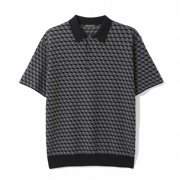 【ゼロハリバートン】 ZHG-M5A4d | Short-Sleeved Monogram Knit Polo ゴルフウェア モノグラム柄ニットポロシャツ 秋冬 メンズ 85116