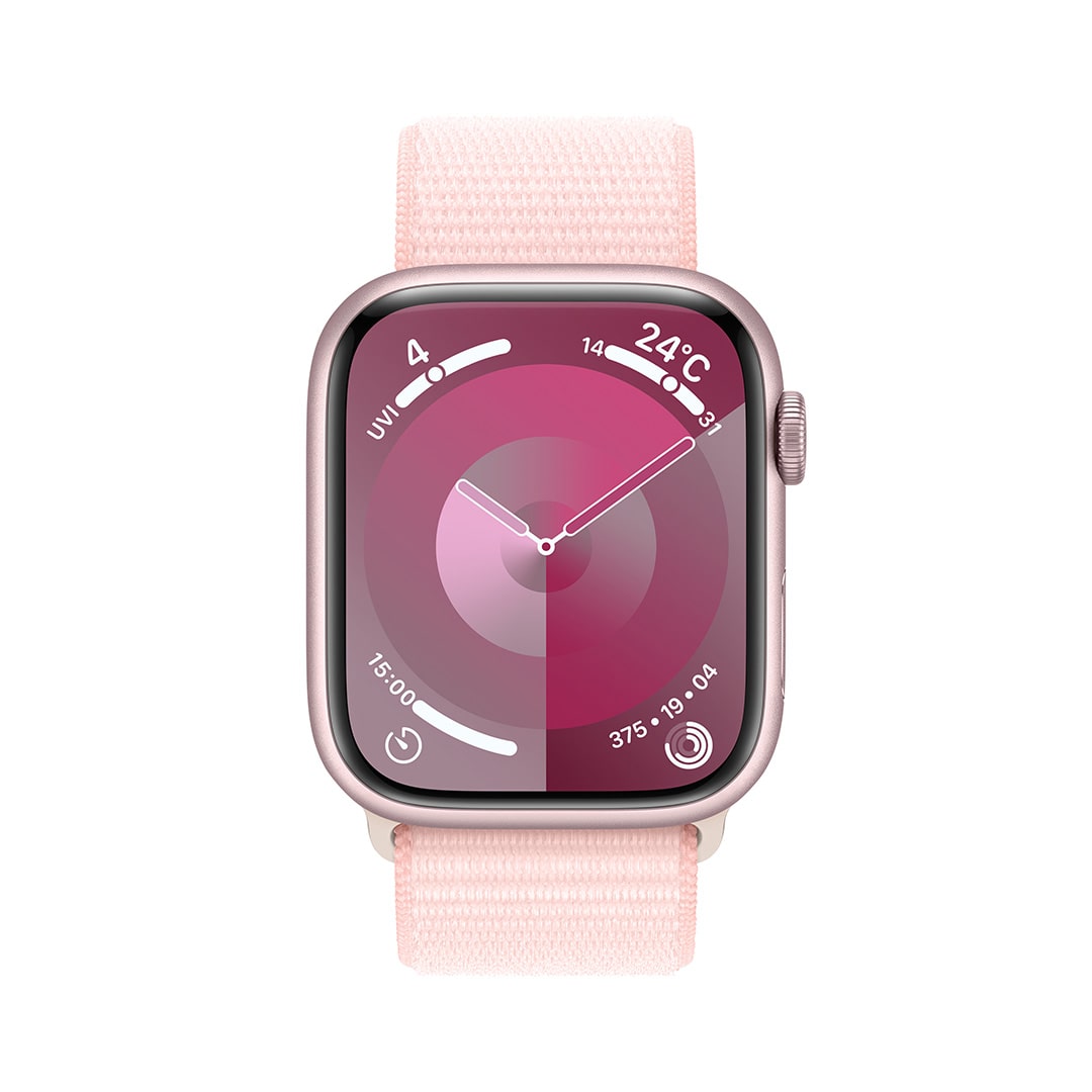 Apple Watch Series 9（GPSモデル）- 45mmピンクアルミニウムケースとライトピンクスポーツループ