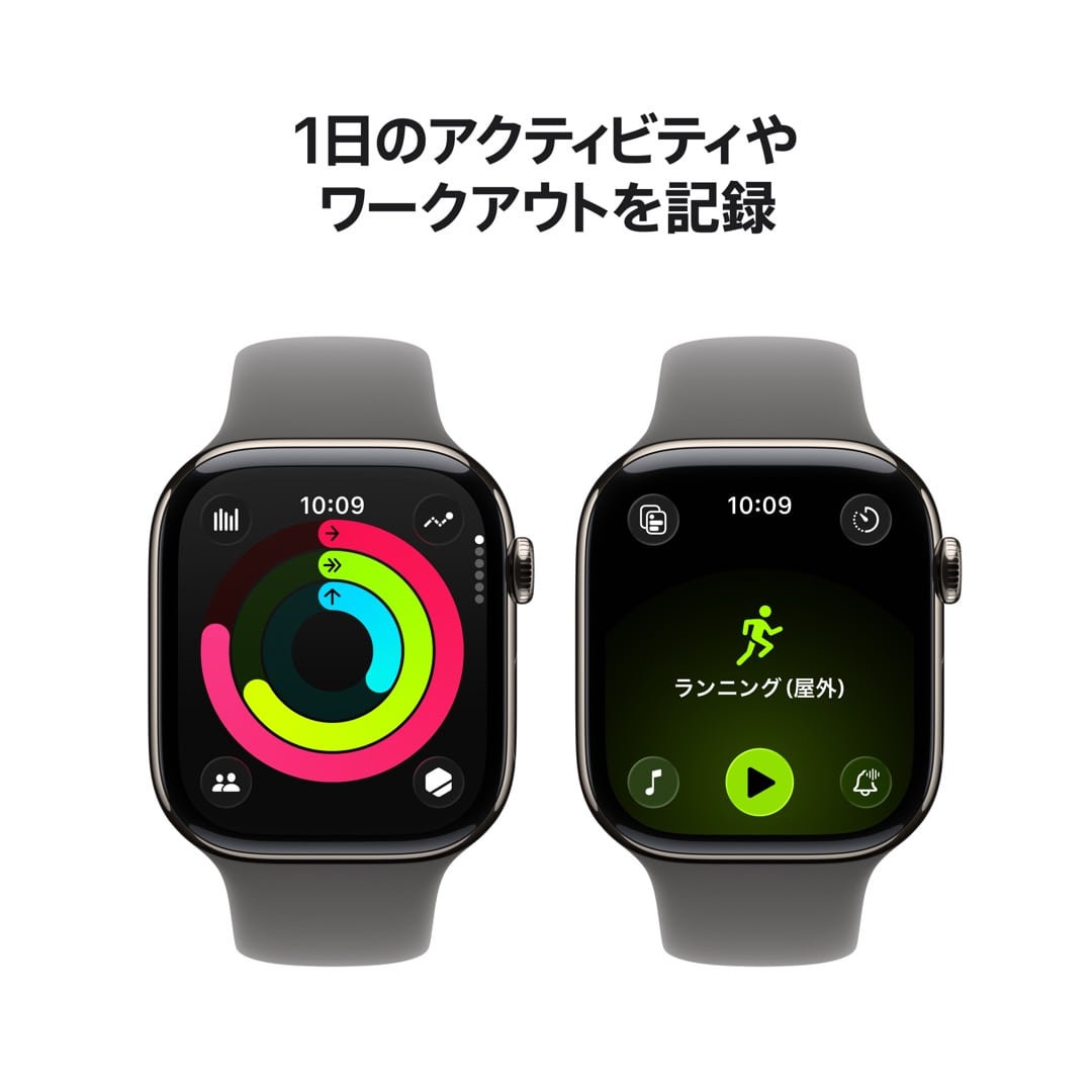 Apple Watch Series 11(GPS + Cellularモデル)- 46mmナチュラルチタニウムケースとストーングレイスポーツバンド - S/M with AppleCare+