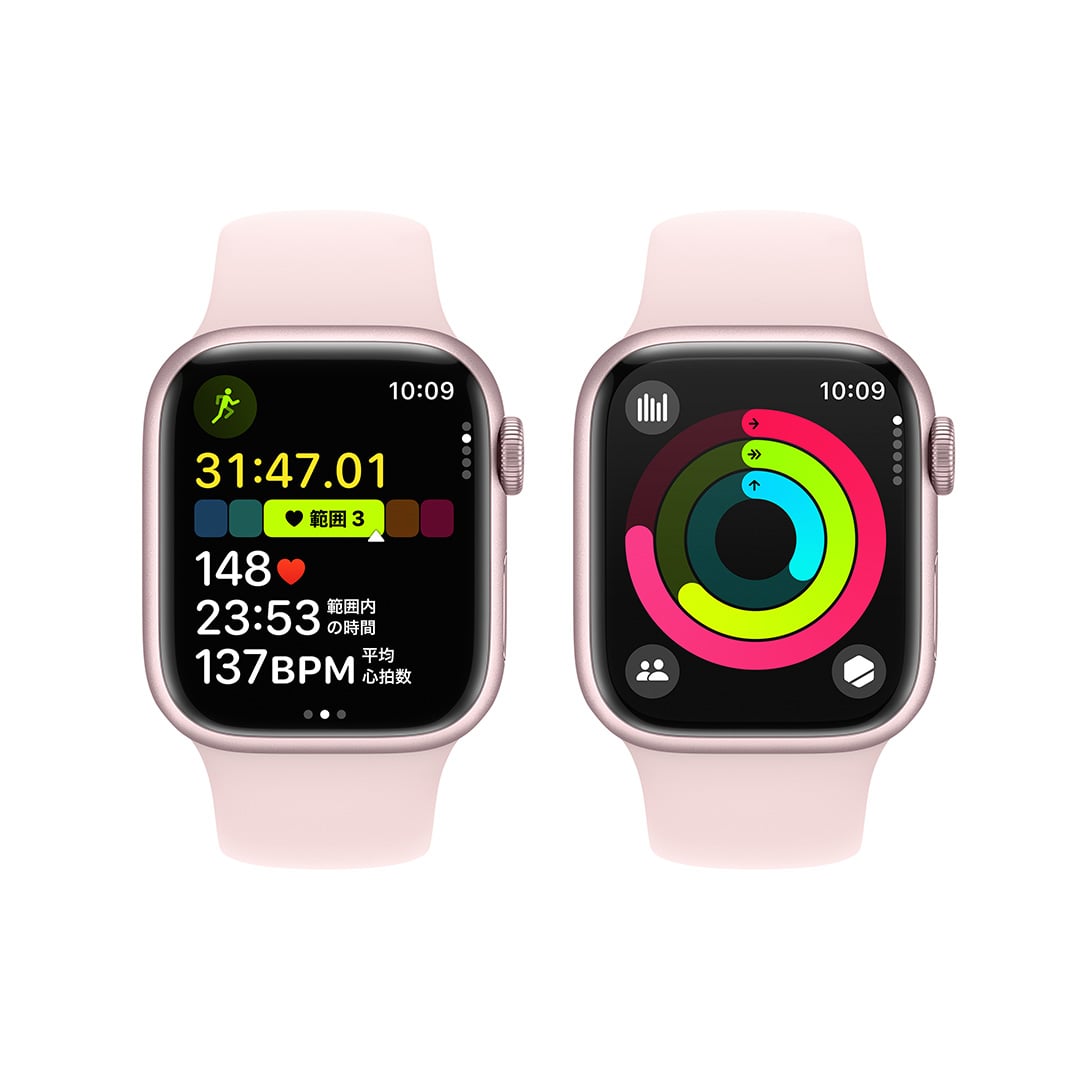 Apple Watch Series 9（GPSモデル）- 41mmピンクアルミニウムケースとライトピンクスポーツバンド - M/L with  AppleCare+