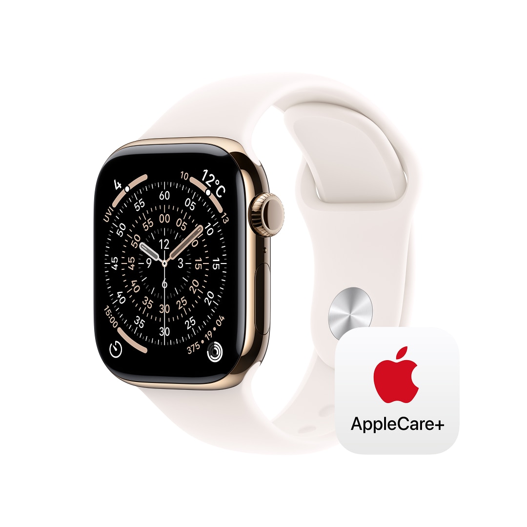 Apple Watch Series 11(GPS + Cellularモデル)- 42mmゴールドチタニウムケースとライトブラッシュスポーツバンド - S/M with AppleCare+