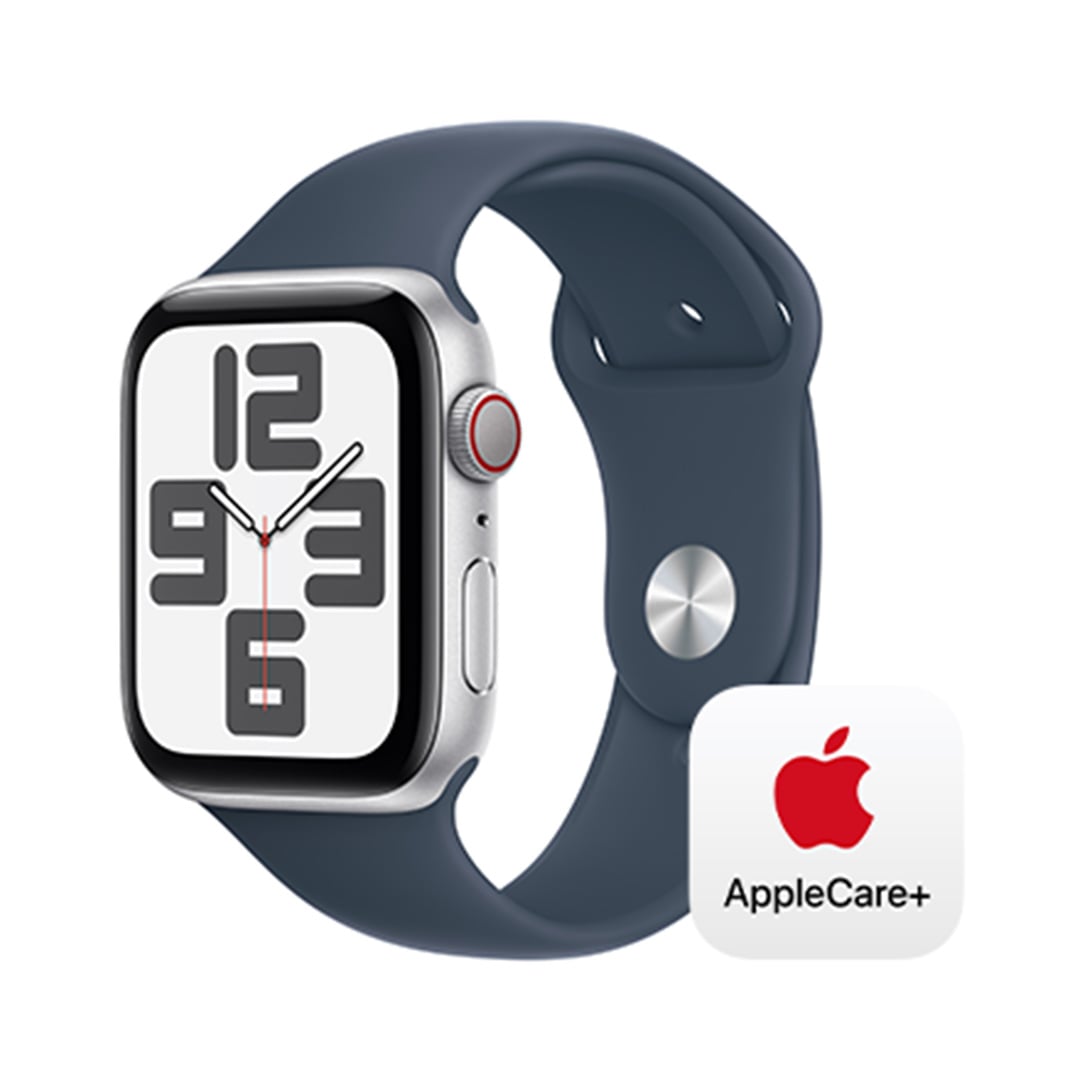 Apple Watch SE（GPS + Cellularモデル）- 44mmシルバーアルミニウムケースとストームブルースポーツバンド - M/L  with AppleCare+: Apple Rewards Store｜JAL Mall