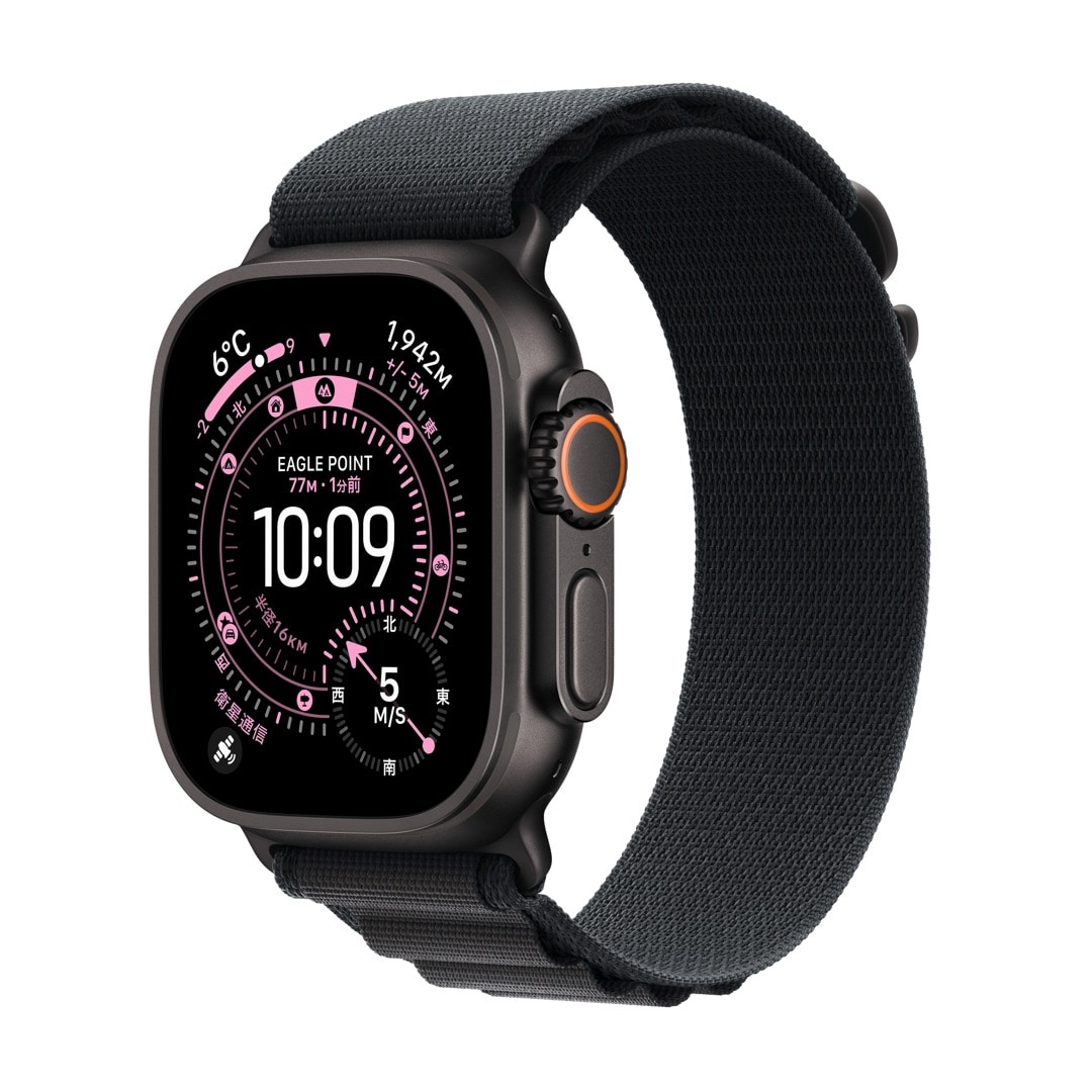 Apple Watch Ultra 3（GPS + Cellularモデル）- 49mmブラックチタニウムケースとブラックアルパインループ - S